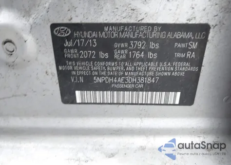 2013 Hyundai Elantra Gls из США, поврежденный, VIN 5NPDH4AE3DH381847